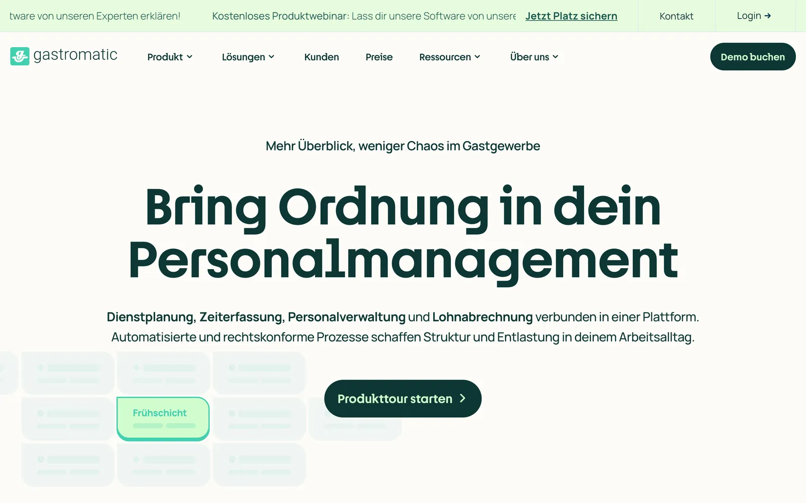 Screenshot der Startseite von gastromatic.de, aufgenommen im August 2026