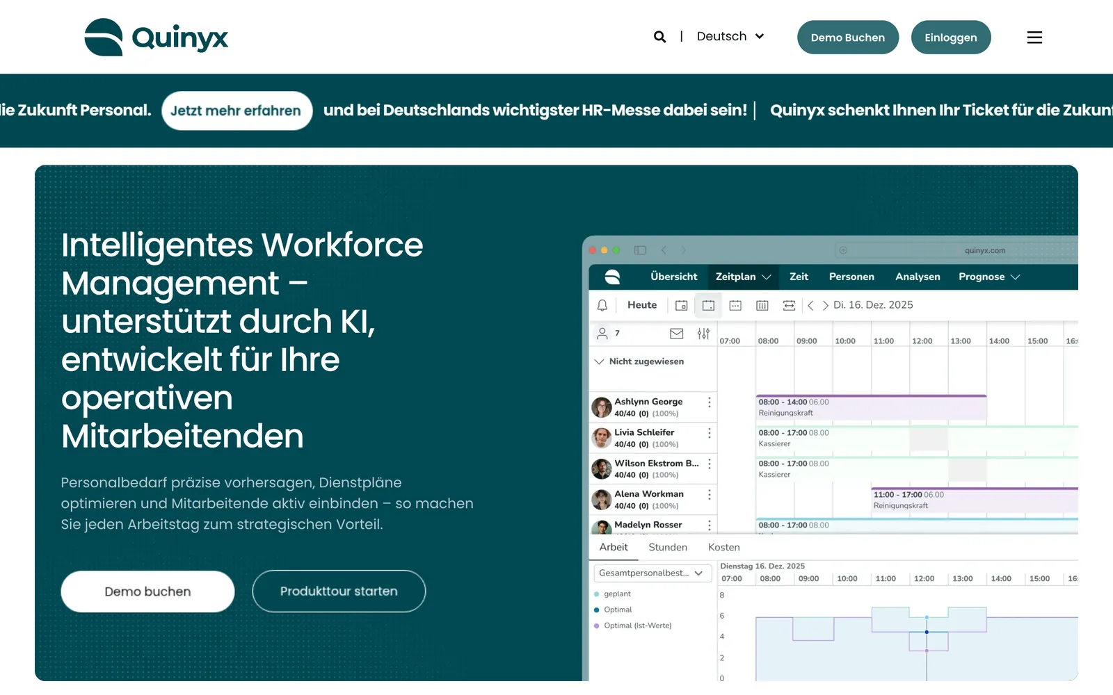 Screenshot der Startseite von quinyx.com, aufgenommen im August 2026